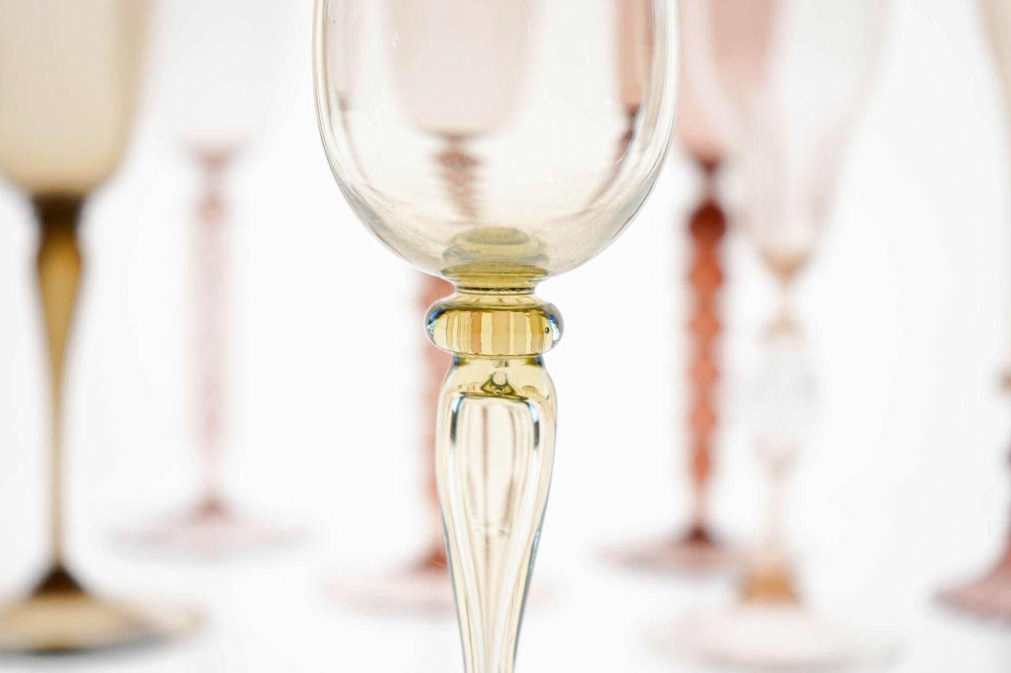 Collector's Eclectic Set of 8 Cenedese Flutes, Each in Different Design, Unique For Sale 6