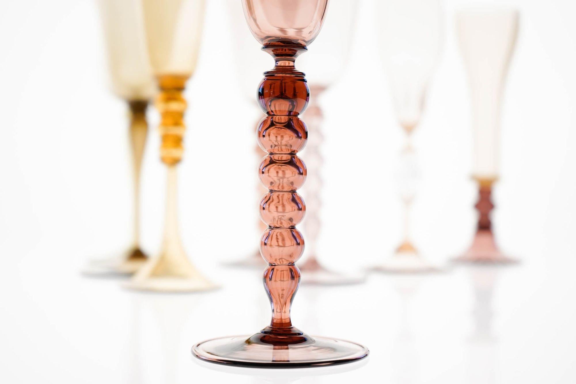 Collector's Eclectic Set of 8 Cenedese Flutes, Each in Different Design, Unique For Sale 11