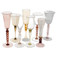 Collector's Eclectic Set von 8 Cenedese Flöten, jede in einem anderen Design, einzigartig