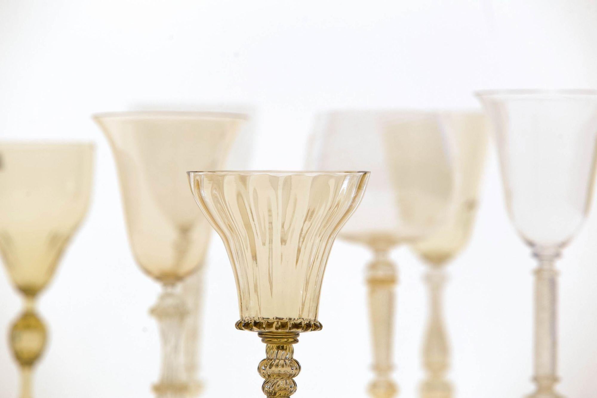 Collector's Eclectic Set of 8 Cenedese Wine Glass, Each in Different Design For Sale 3
