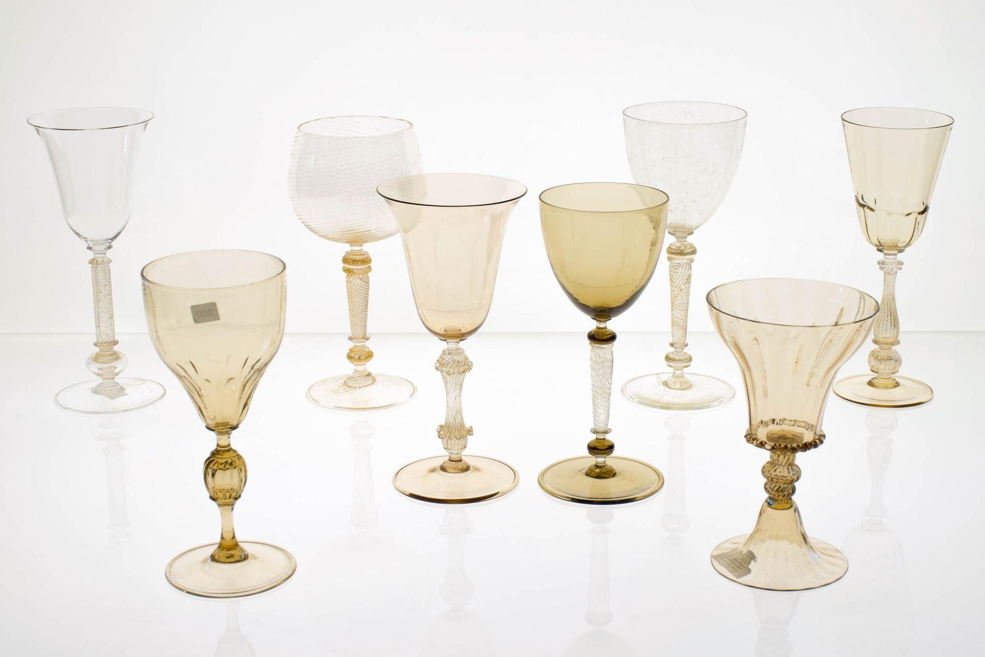 Collector's Eclectic Set of 8 Cenedese Wine Glass, Each in Different Design For Sale 7