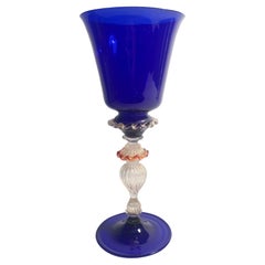 Collector
s Glass in Blue and Gold Murano Glass from the 1950s