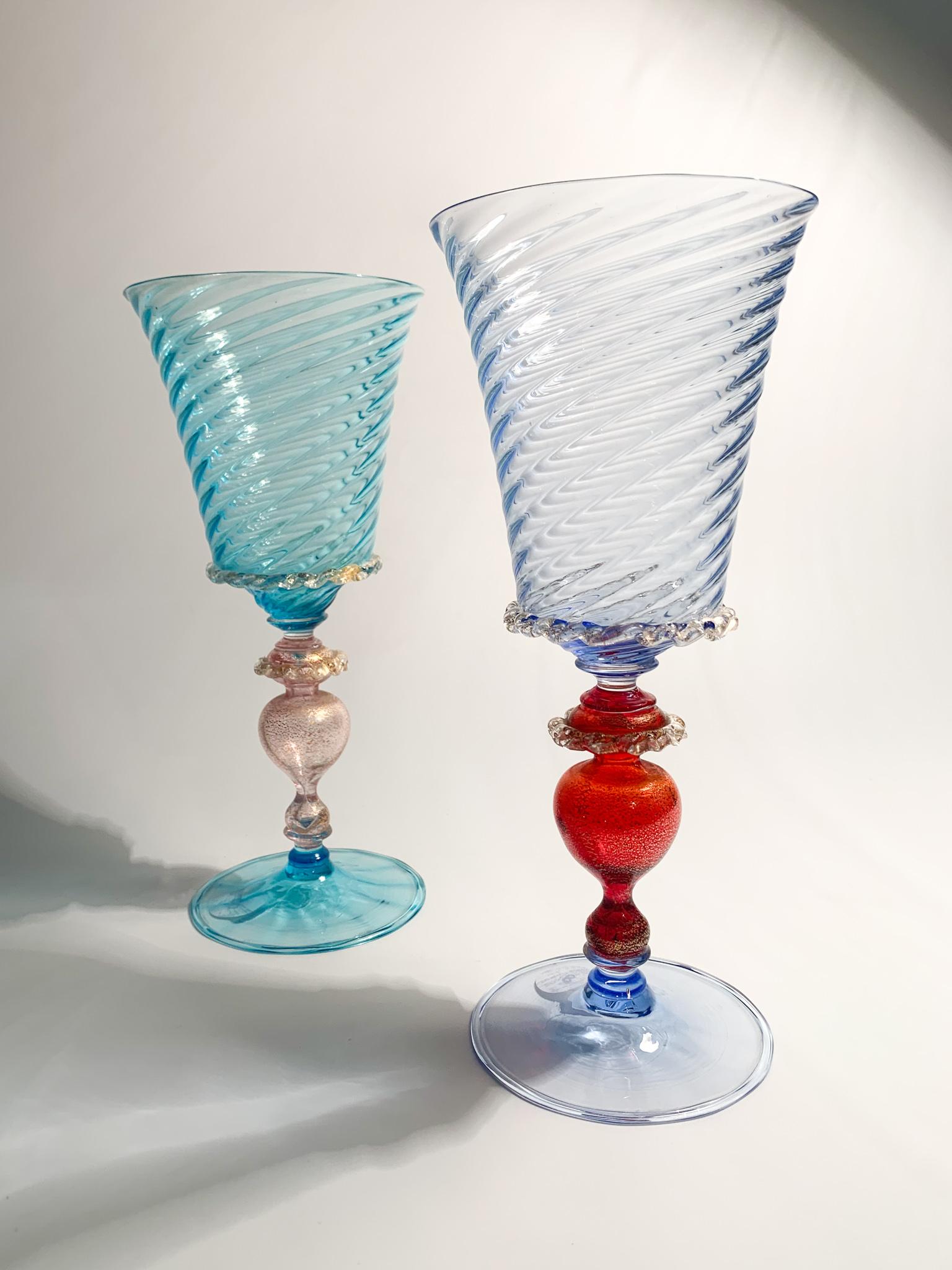 Collector's Glass in Blue and Red Murano Glass from the 1950s For Sale 5