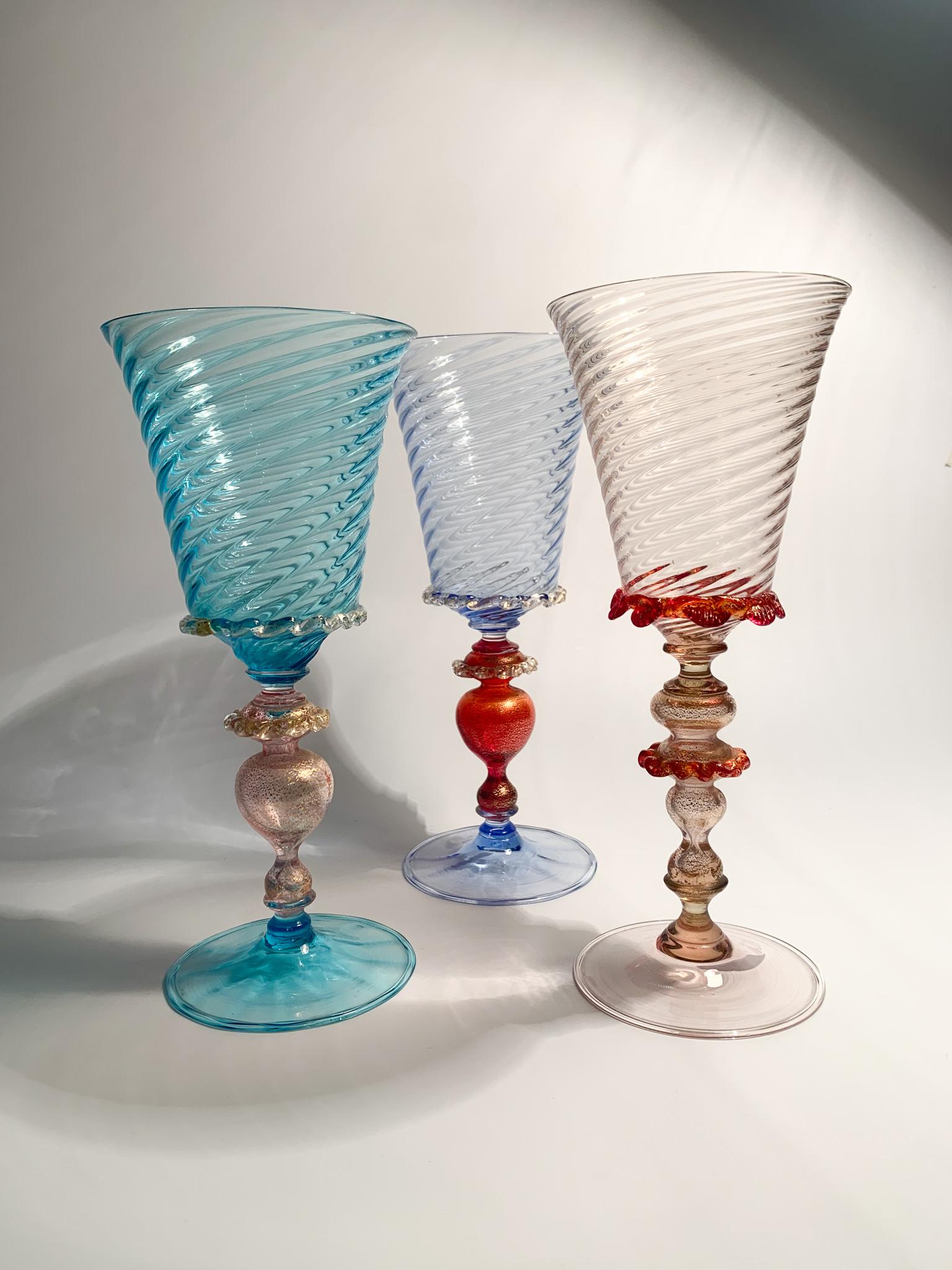 Collector's Glass in Blue and Red Murano Glass from the 1950s For Sale 7