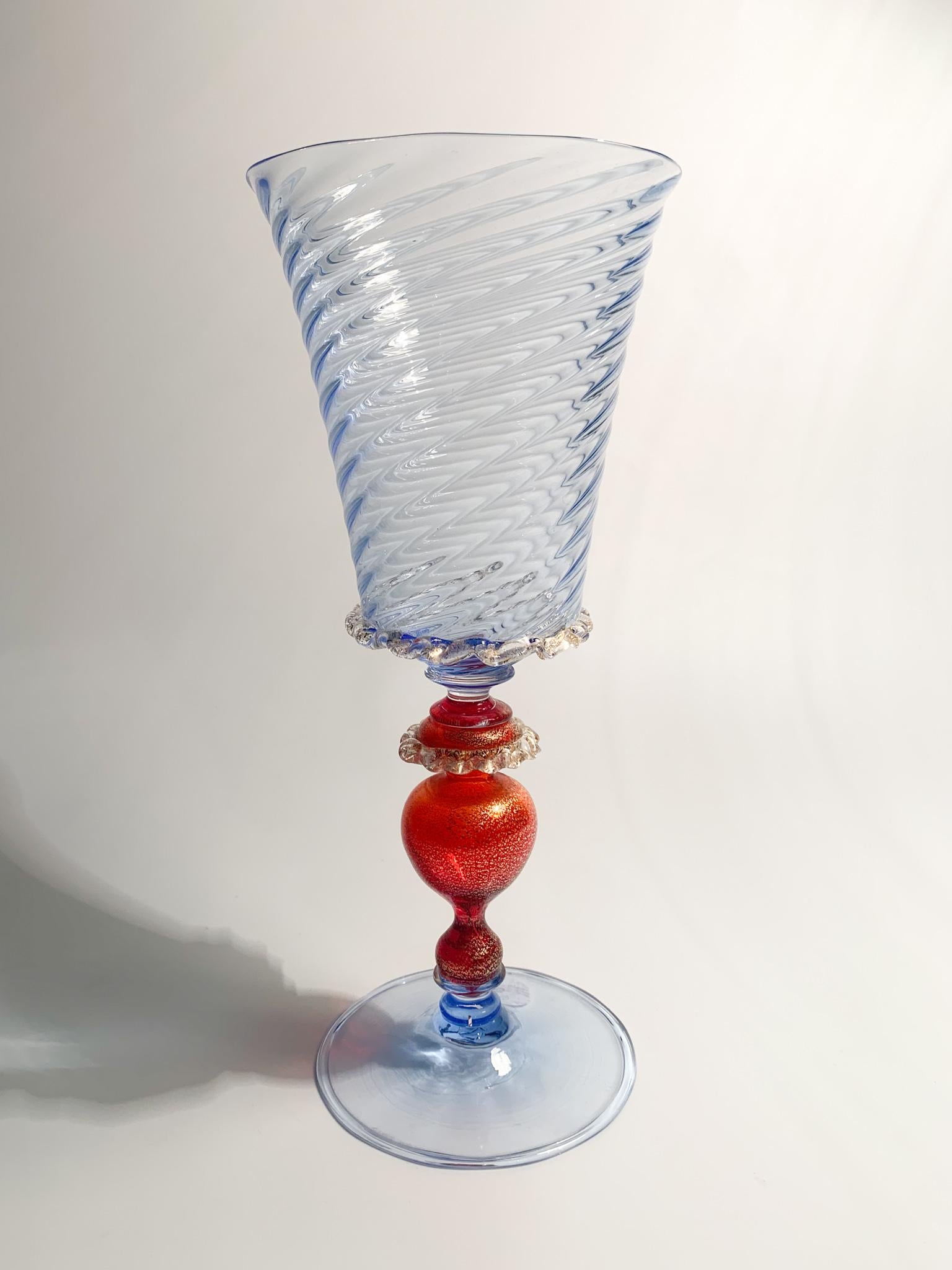 Collector's Glass in Blue and Red Murano Glass from the 1950s For Sale 3