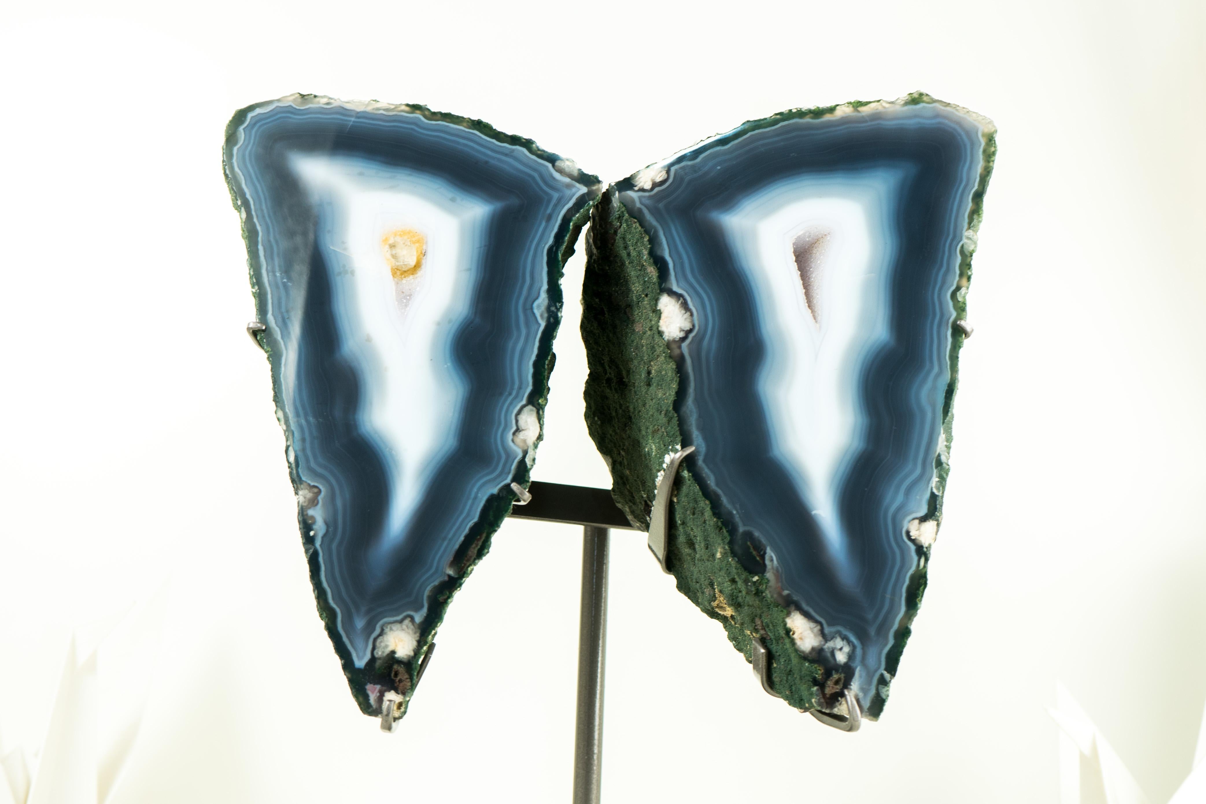 Ágata Azul de Coleccionista Geoda Alas de Mariposa, Decoración Escultórica de Cristal en venta 5