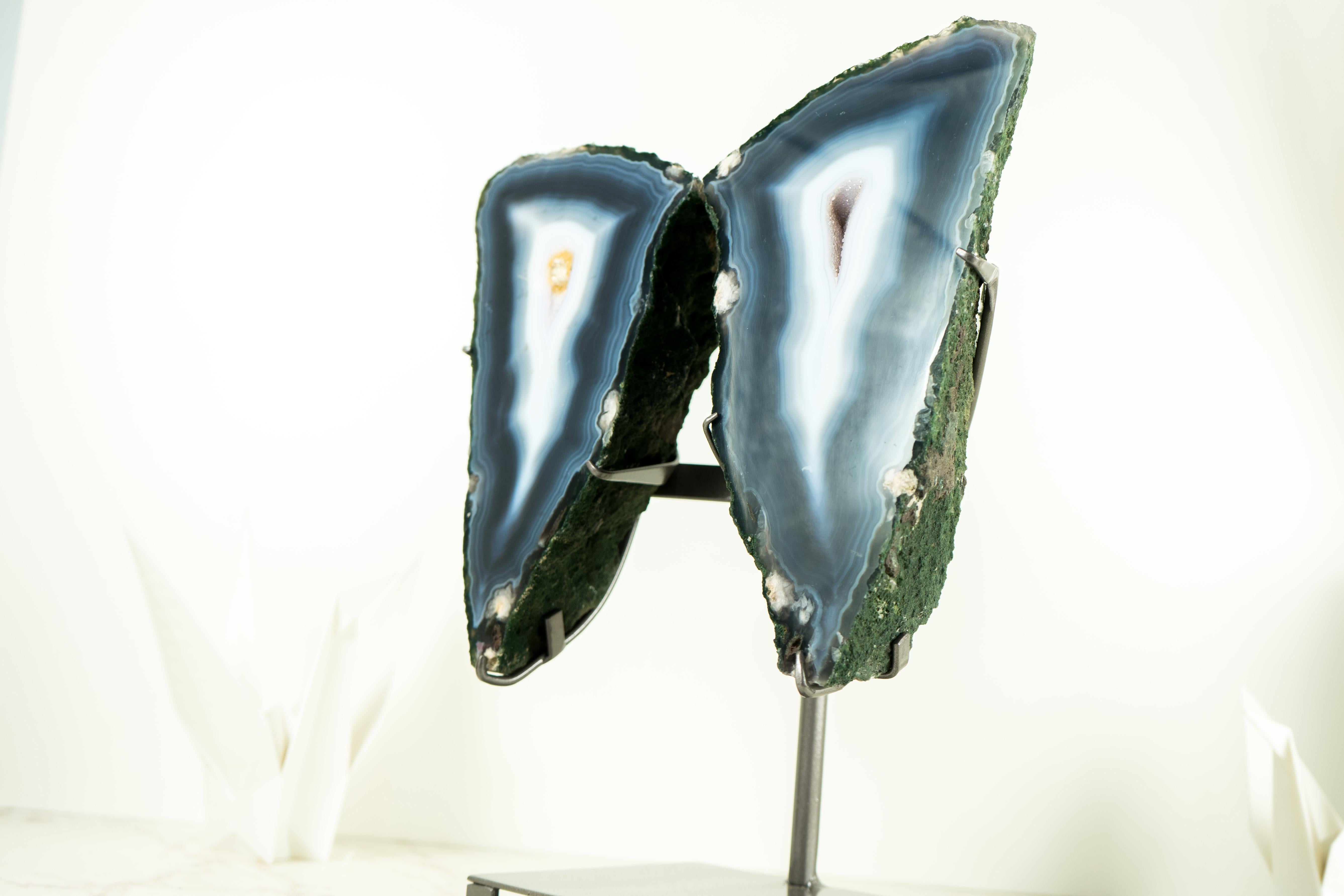Ágata Azul de Coleccionista Geoda Alas de Mariposa, Decoración Escultórica de Cristal en venta 6