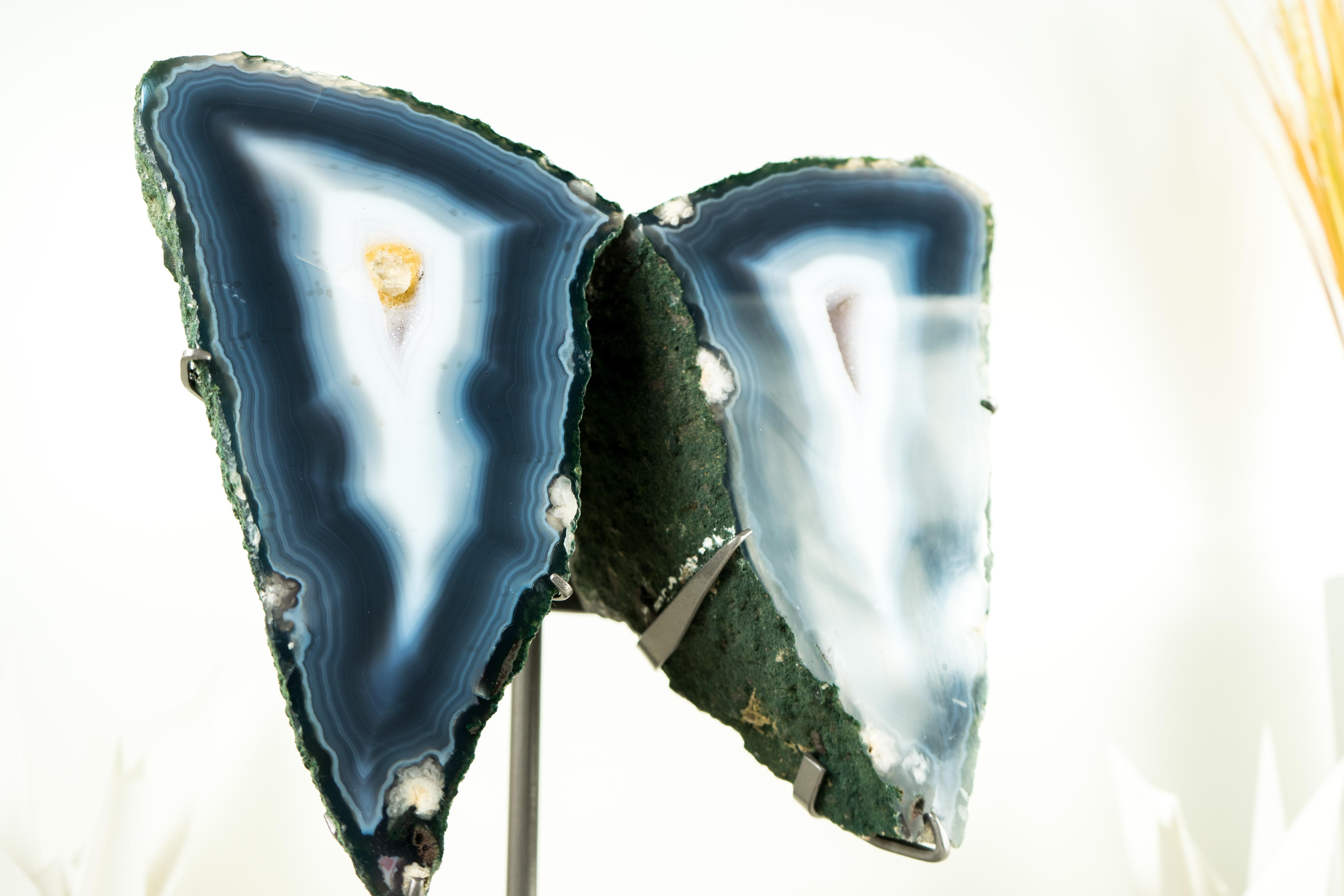 Ágata Azul de Coleccionista Geoda Alas de Mariposa, Decoración Escultórica de Cristal en venta 7