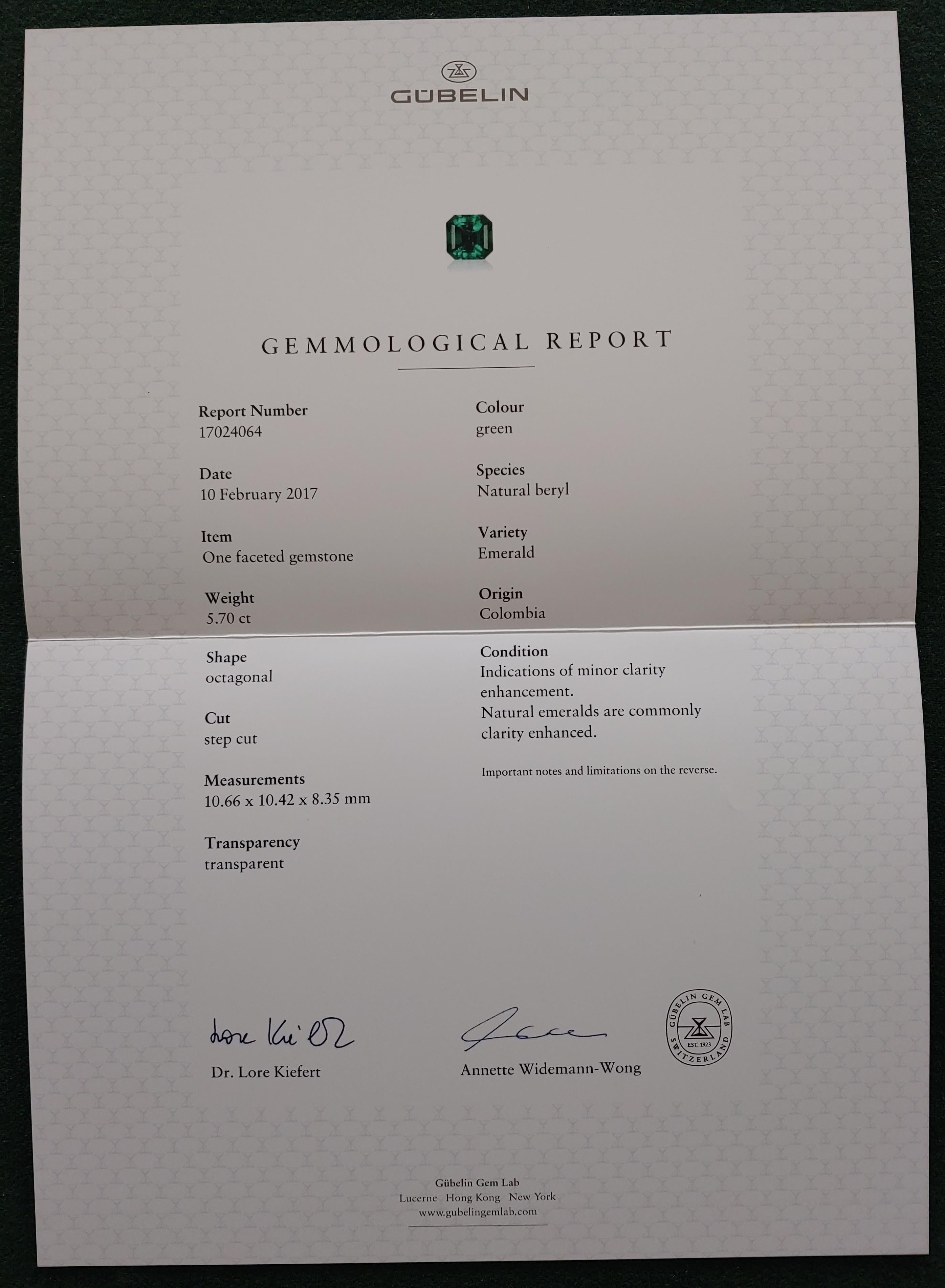 Collector's Gubelin 50 Carat Minor Oil Emerald Diamond Ring In New Condition For Sale In Chicago, IL