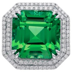 Collector's Gubelin 50 Carat Minor Oil Emerald Diamond Ring