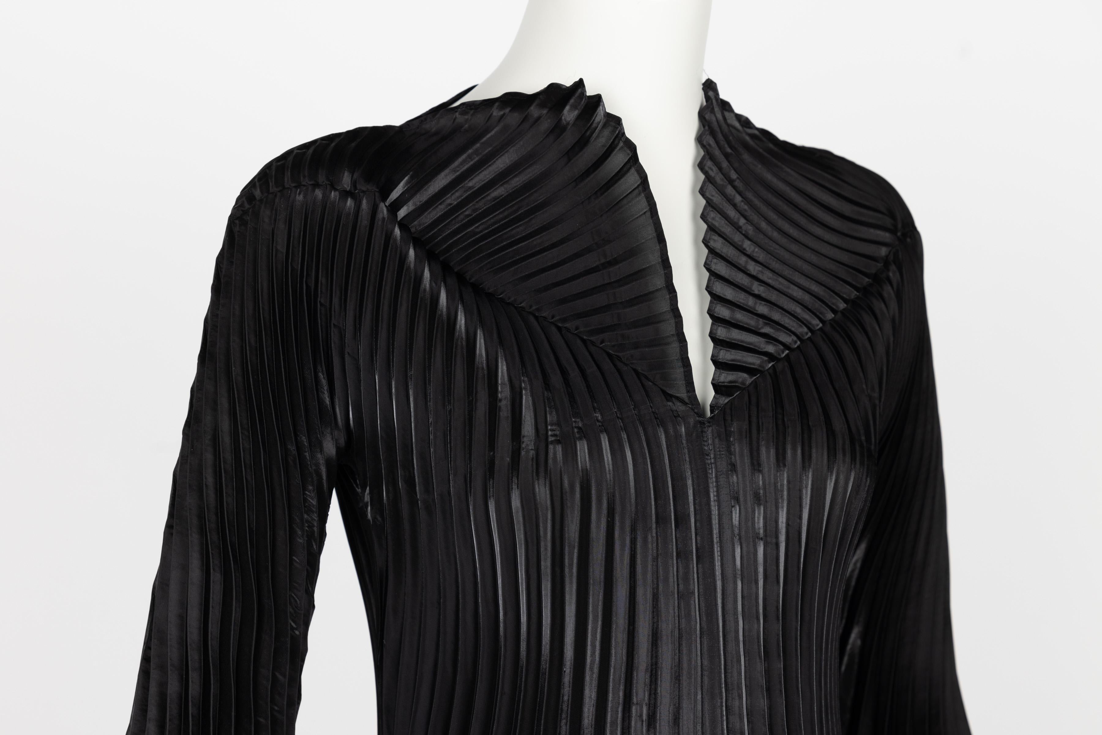 Collectors Issey Miyake Fall 1999 Documented Metallic Black Dress 8