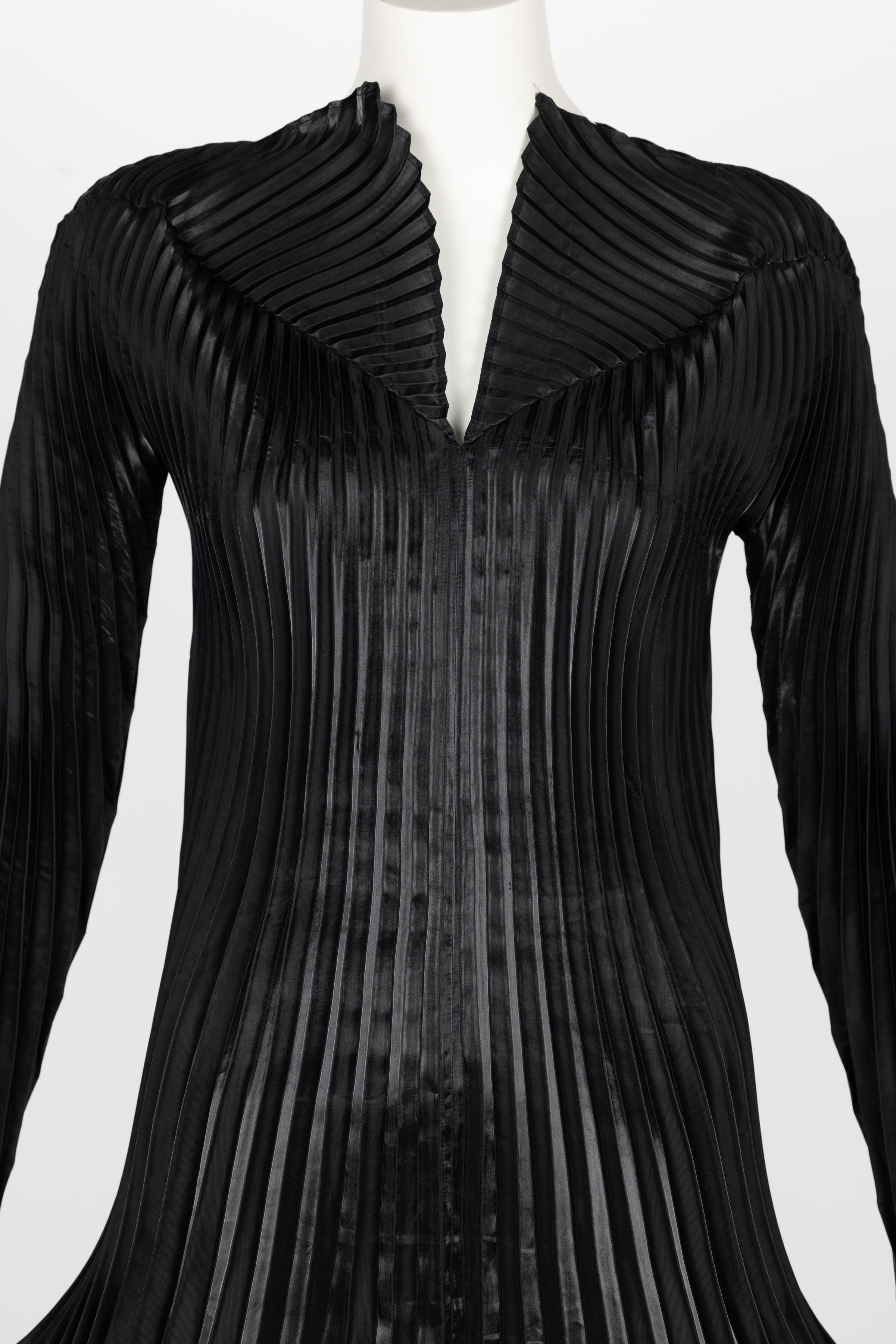 Collectors Issey Miyake Fall 1999 Documented Metallic Black Dress 9