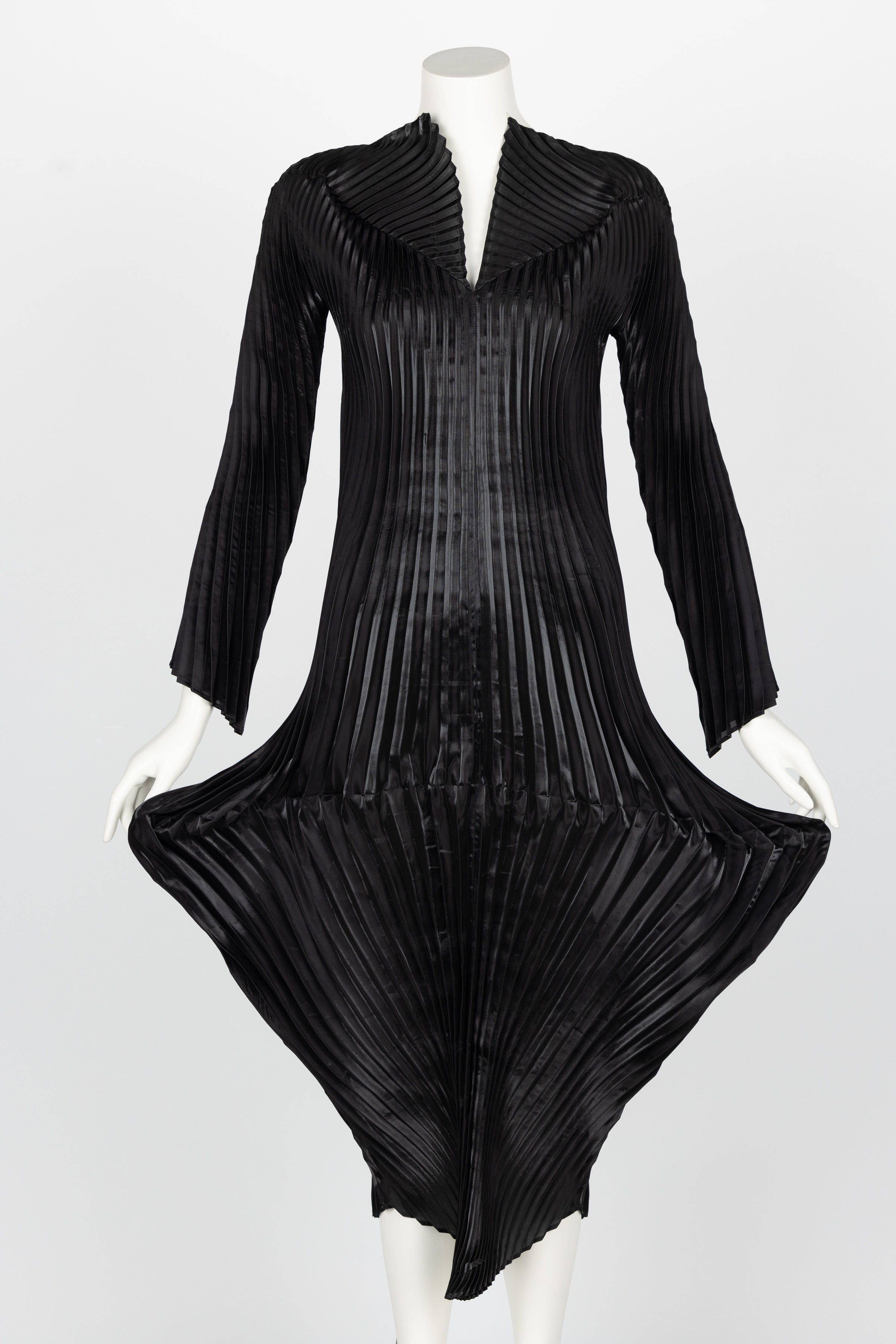 Women's Collectors Issey Miyake Fall 1999 Documented Metallic Black Dress