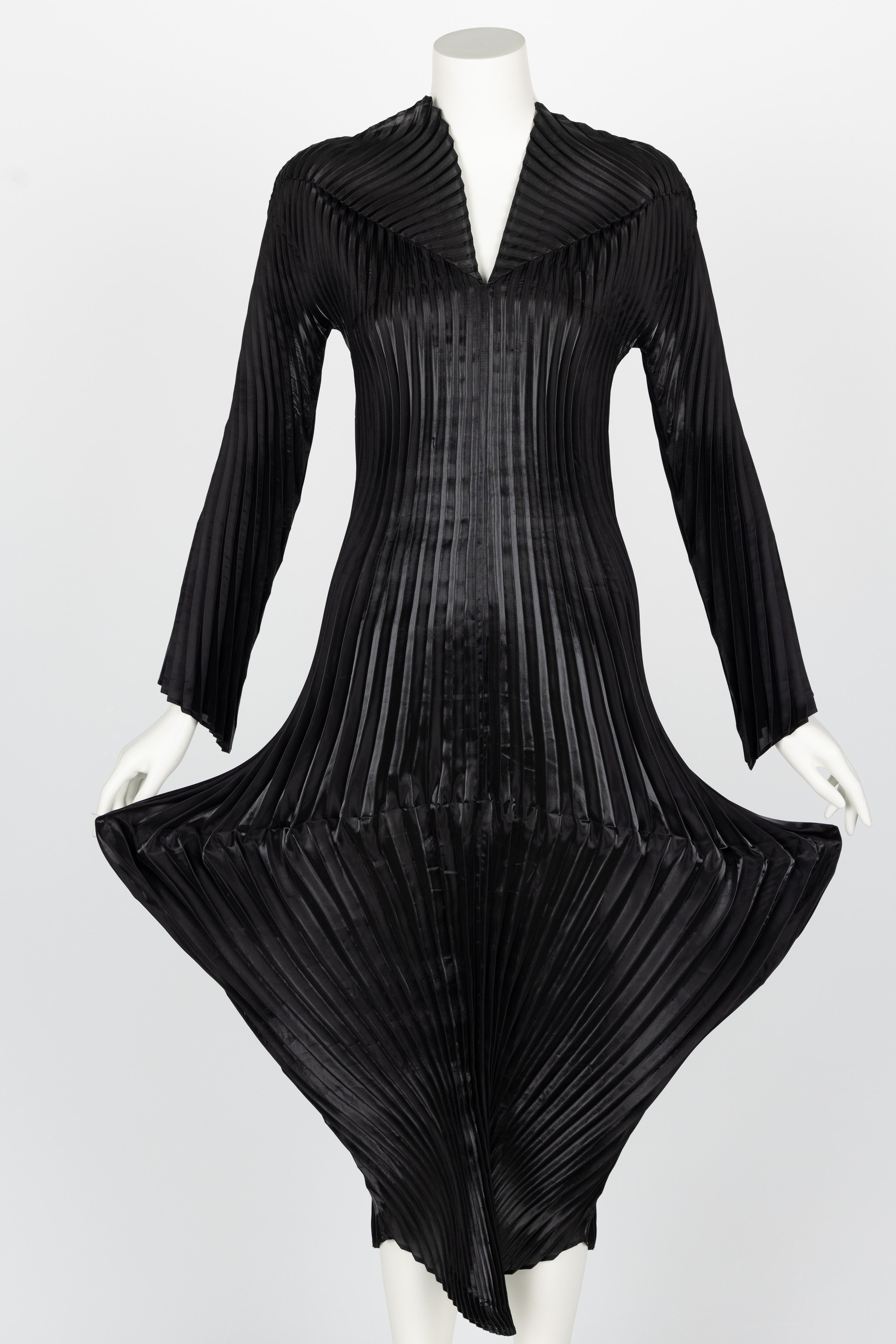 Collectors Issey Miyake Fall 1999 Documented Metallic Black Dress 1