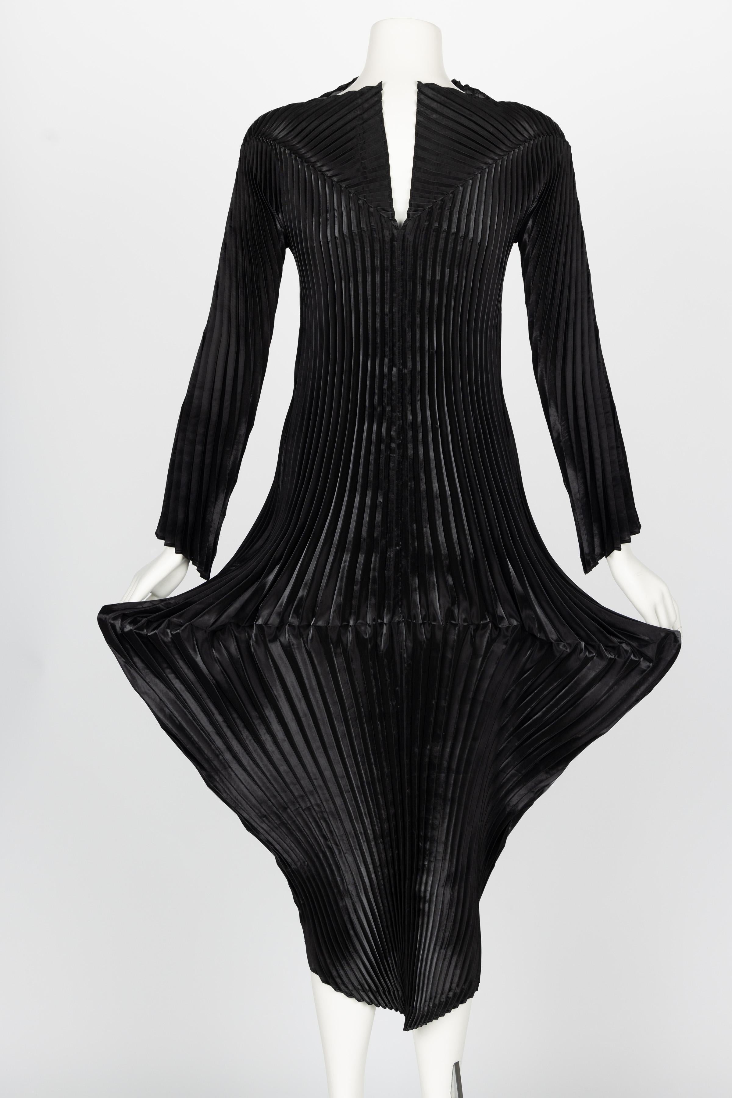 Collectors Issey Miyake Fall 1999 Documented Metallic Black Dress 2
