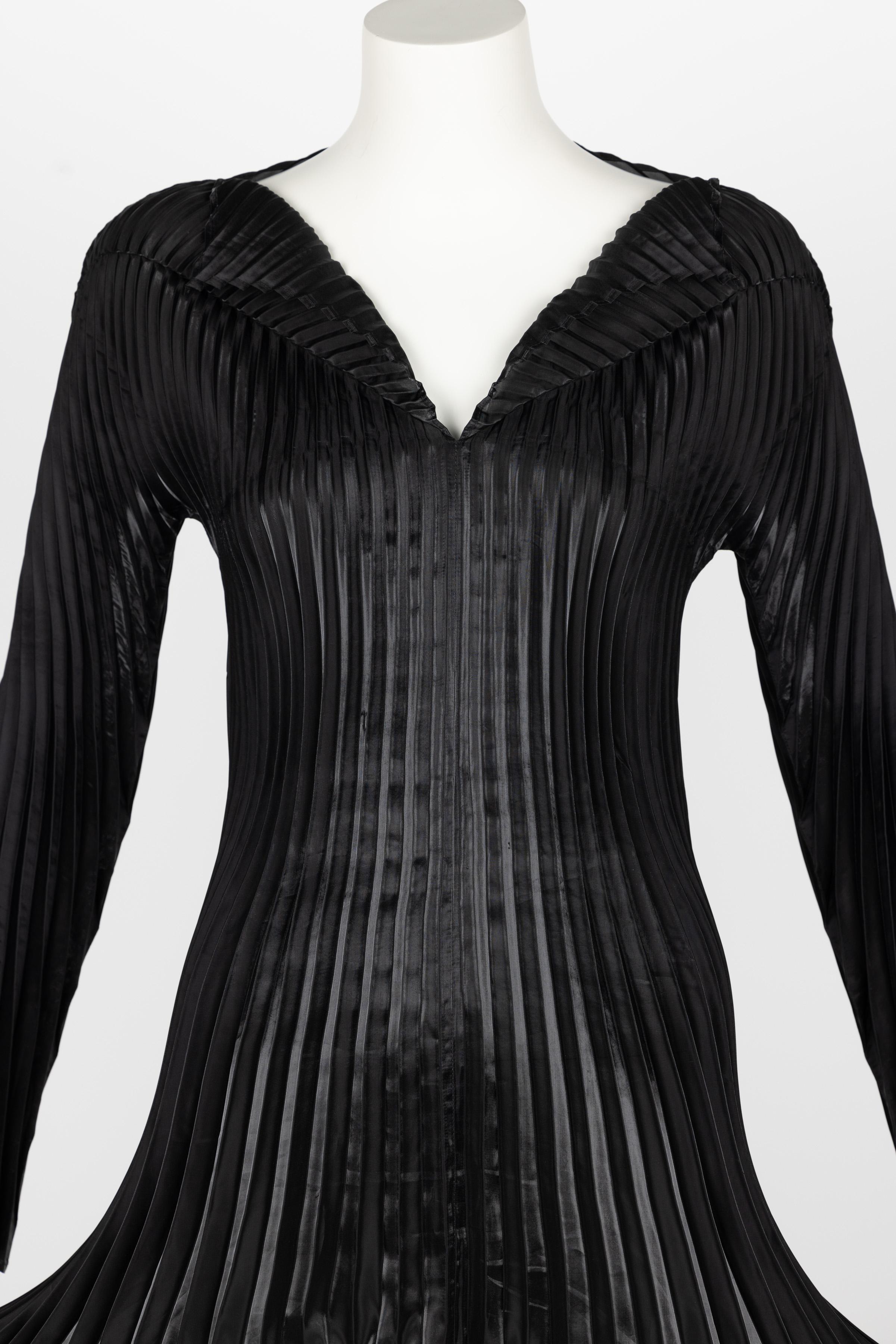Collectors Issey Miyake Fall 1999 Documented Metallic Black Dress 3