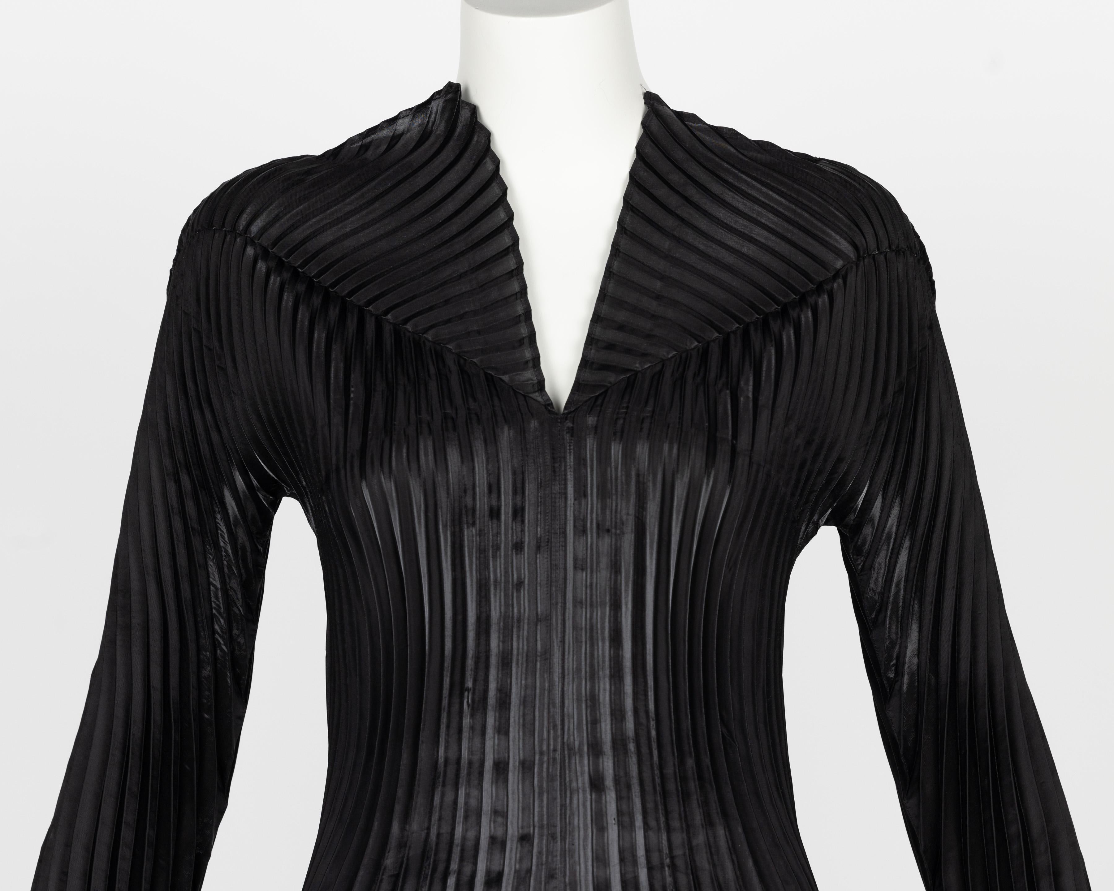 Collectors Issey Miyake Fall 1999 Documented Metallic Black Dress 4