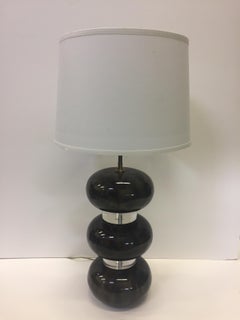 Collectors Item Karl Springer Lacquered Wood and Lucite Table Lamp