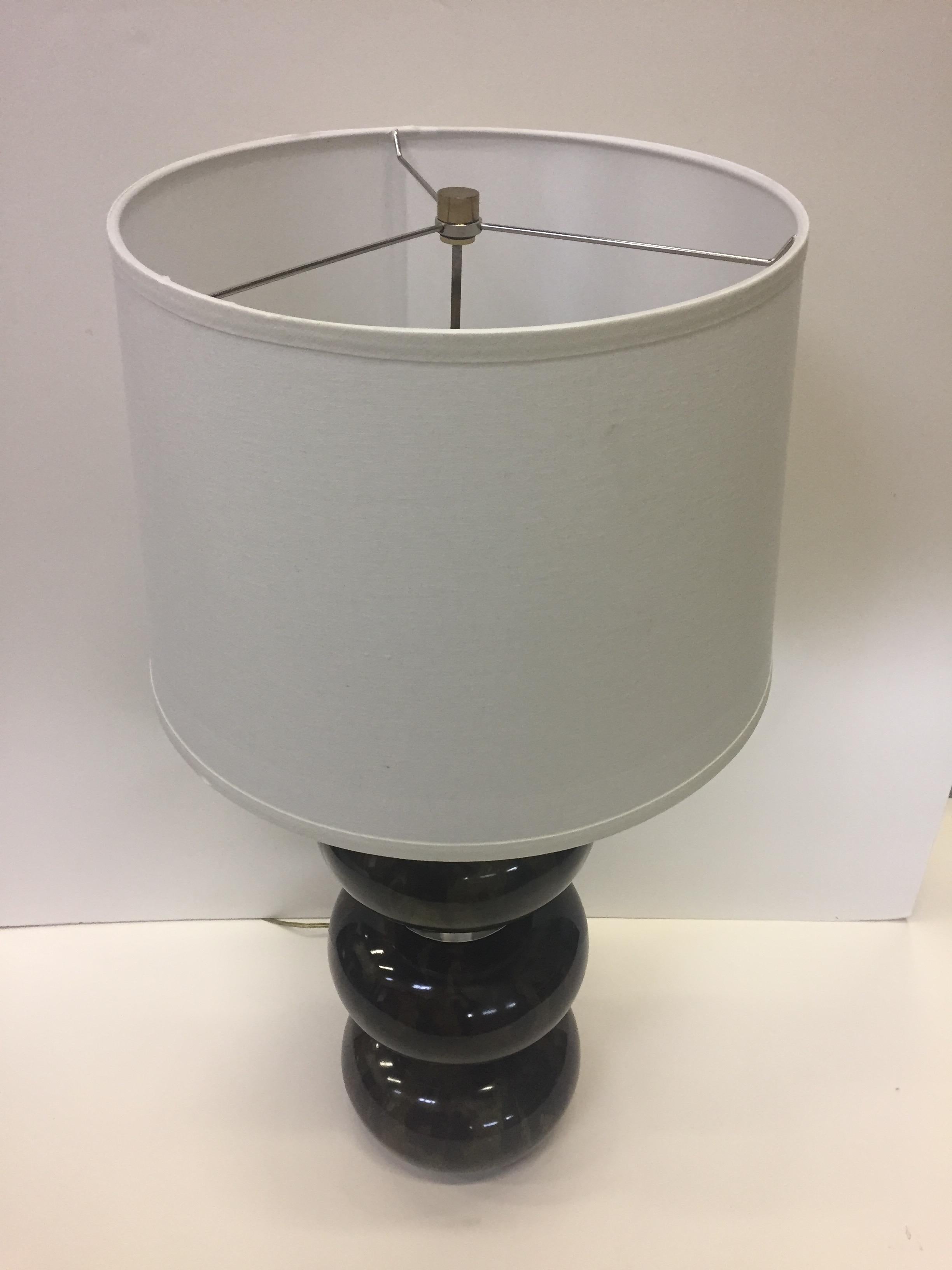Collectors Item Karl Springer Lacquered Wood and Lucite Table Lamp 2