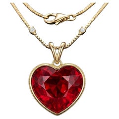 Pendentif de collection en forme de cœur en rubis du Mozambique, certifié AGL