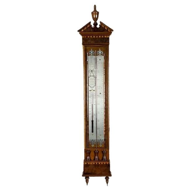 Collector's Roselli Barometer from the 19th Century in Walnut Case For Sale