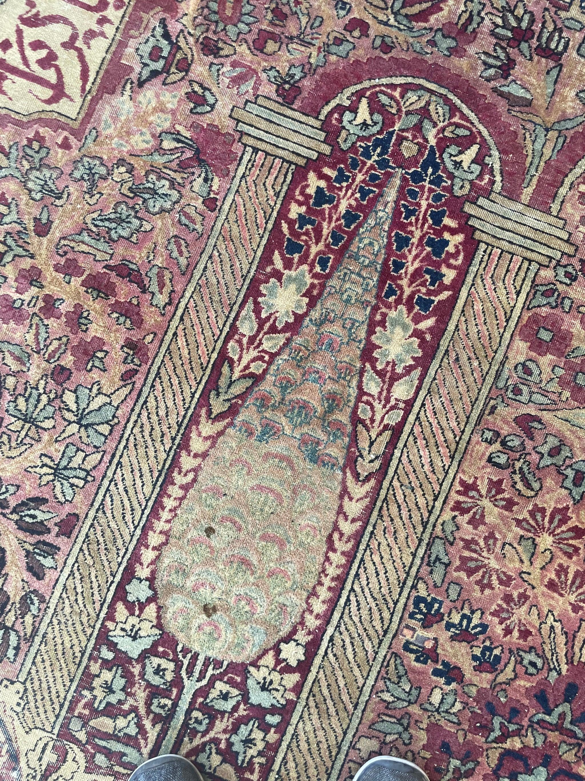 Hand-Knotted Collector's Royal Peacock Kerman Rug, c. 1900's For Sale