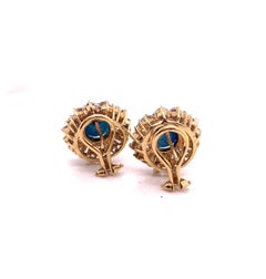 Collectors Special 9 Carat Blue Sapphire and Diamond Omega Back Earrings in 14k