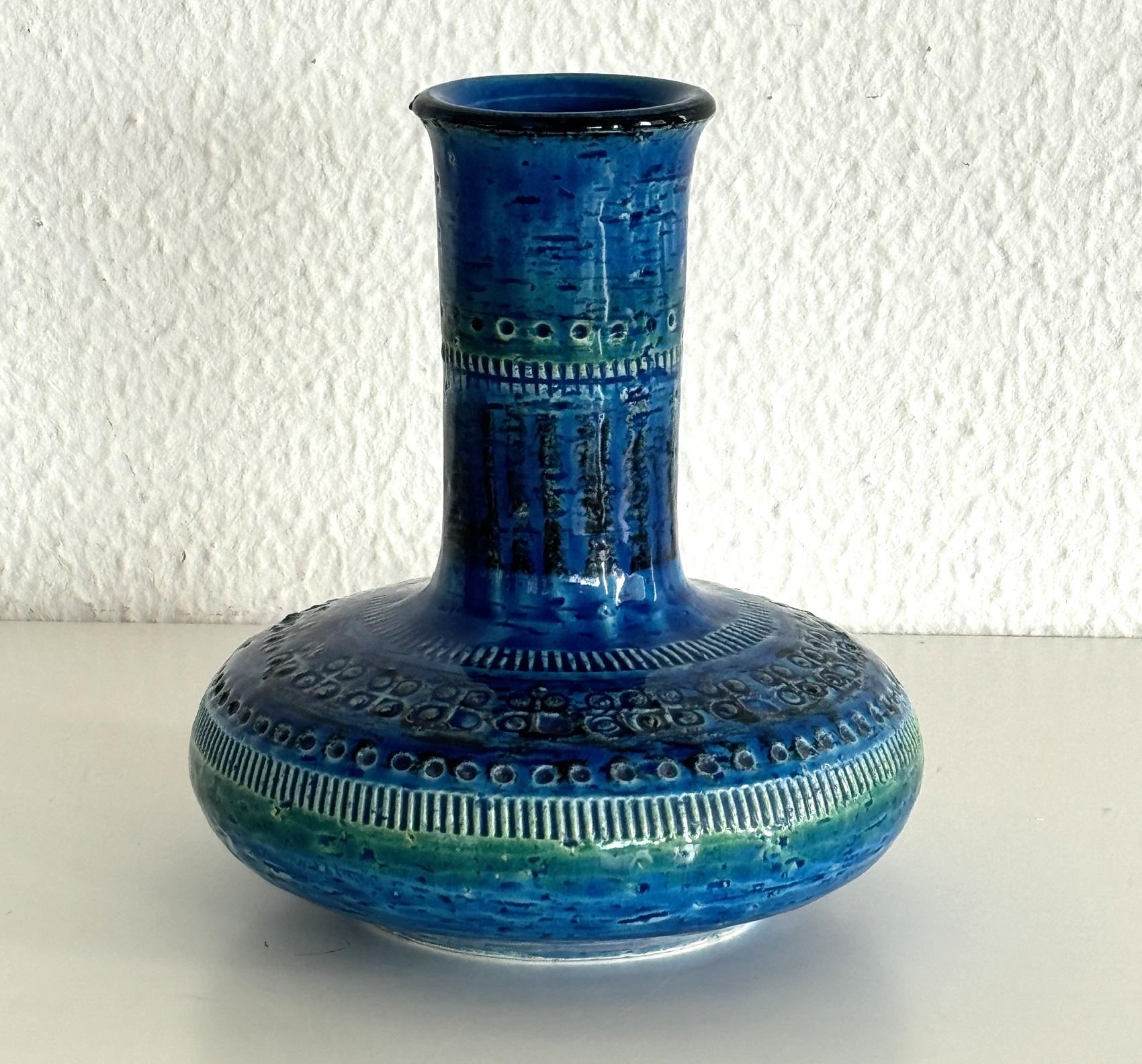 Vaso da collezione italiano Aldo Londi per Bitossi in design Rimini Blu, anni '80 in vendita 2