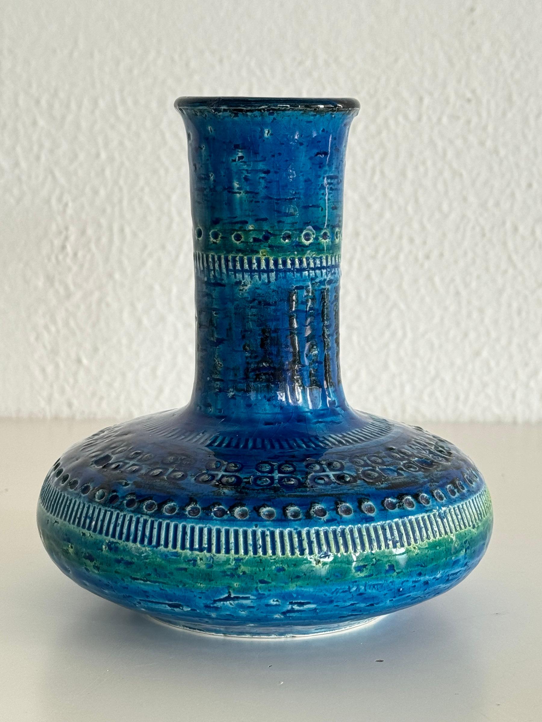 Italiano Vaso da collezione italiano Aldo Londi per Bitossi in design Rimini Blu, anni '80 in vendita