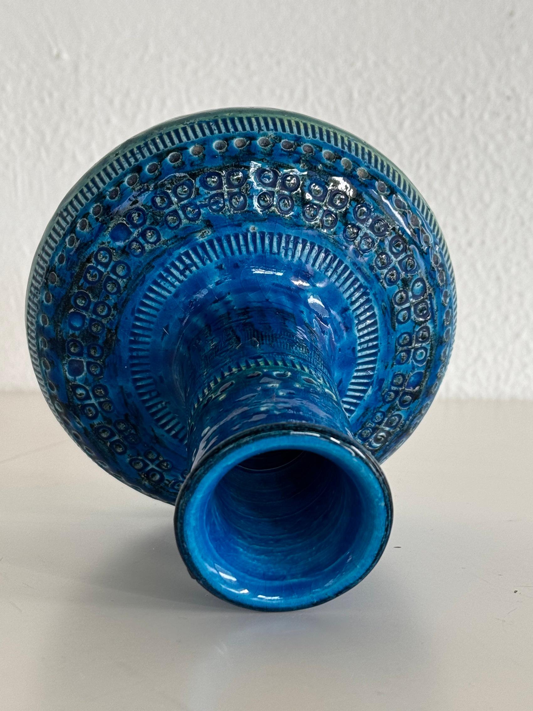 Smaltato Vaso da collezione italiano Aldo Londi per Bitossi in design Rimini Blu, anni '80 in vendita