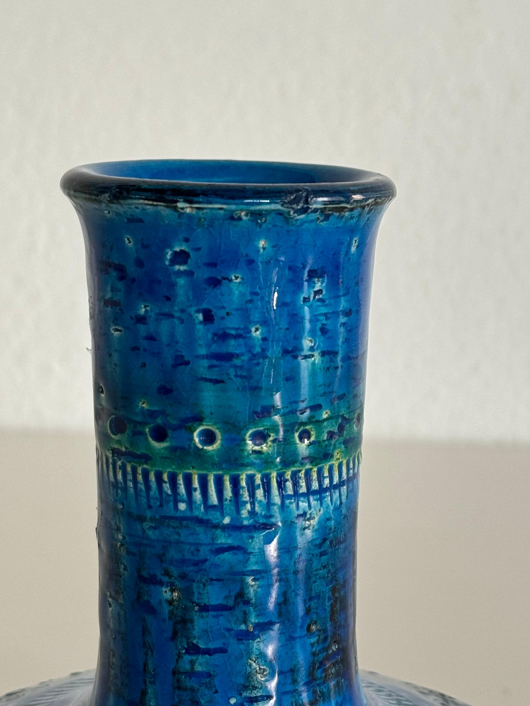 XX secolo Vaso da collezione italiano Aldo Londi per Bitossi in design Rimini Blu, anni '80 in vendita