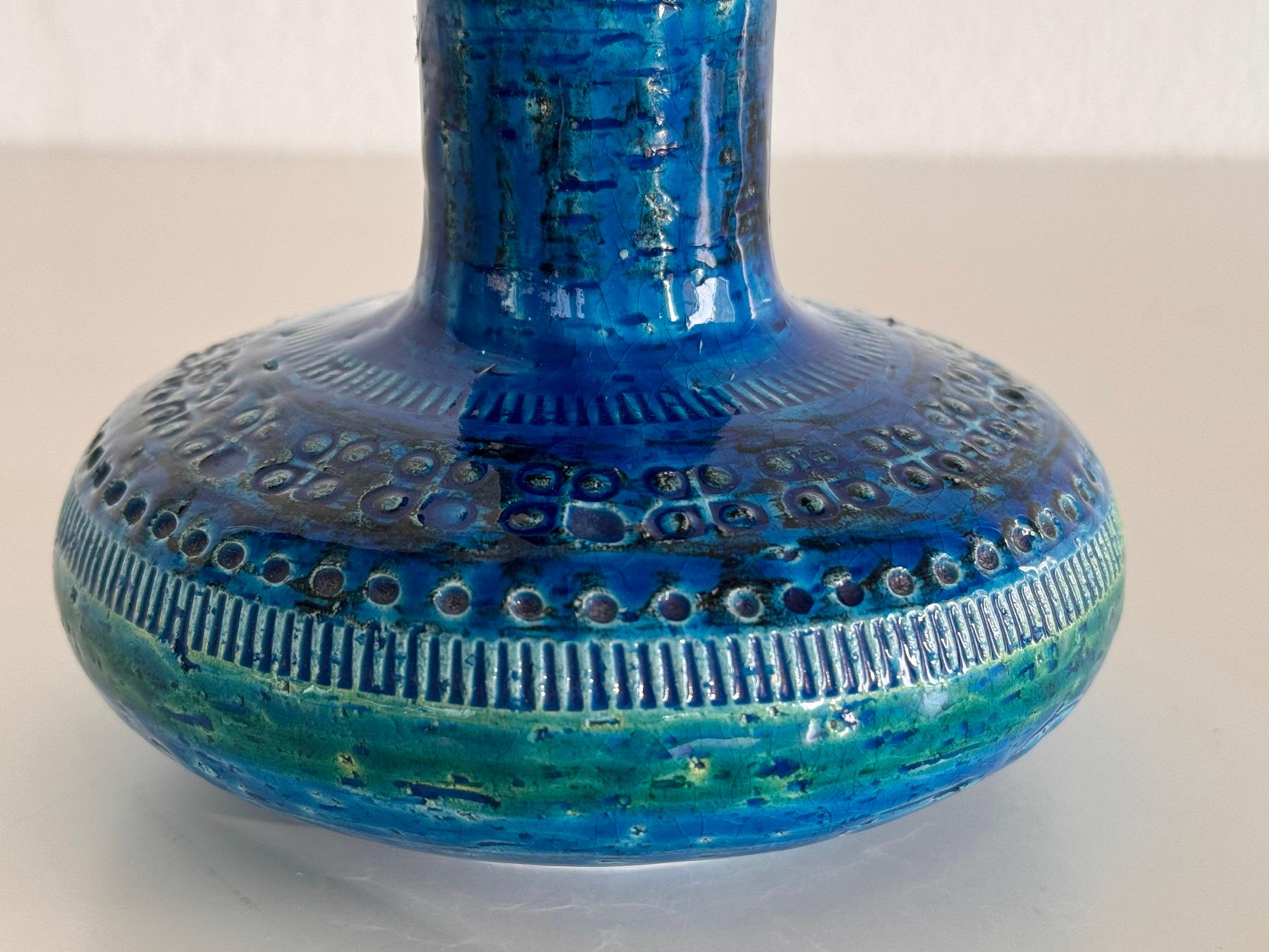 Ceramica Vaso da collezione italiano Aldo Londi per Bitossi in design Rimini Blu, anni '80 in vendita