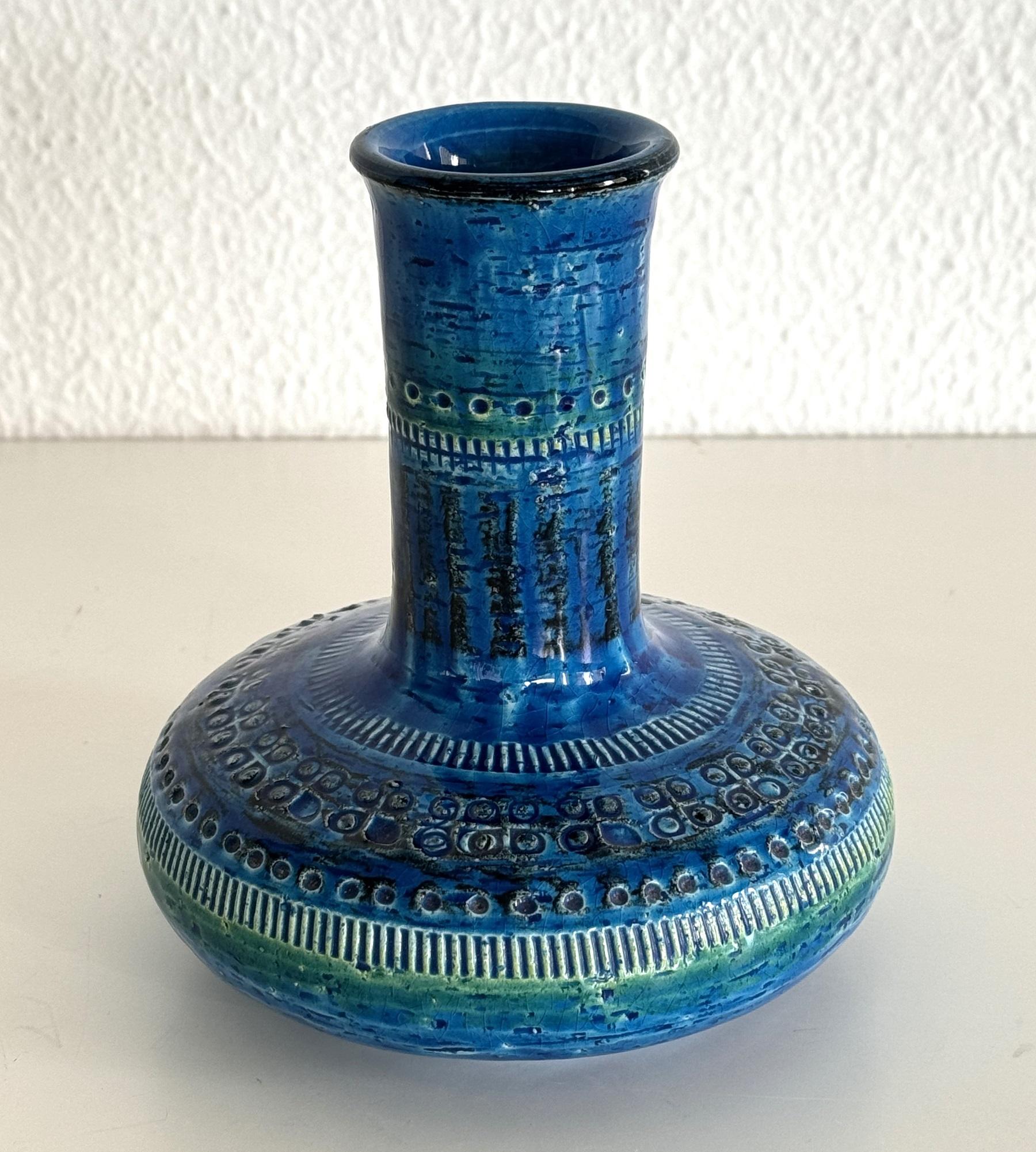 Vaso da collezione italiano Aldo Londi per Bitossi in design Rimini Blu, anni '80 in vendita 1