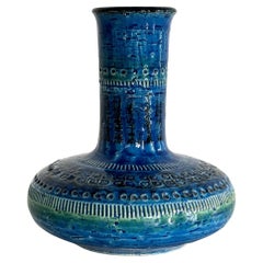 Vase de collection italien Aldo Londi pour Bitossi au design Rimini Blu, années 1980