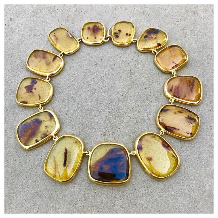 Cabochon Colleen B. Rosenblat Amber Gold Necklace For Sale
