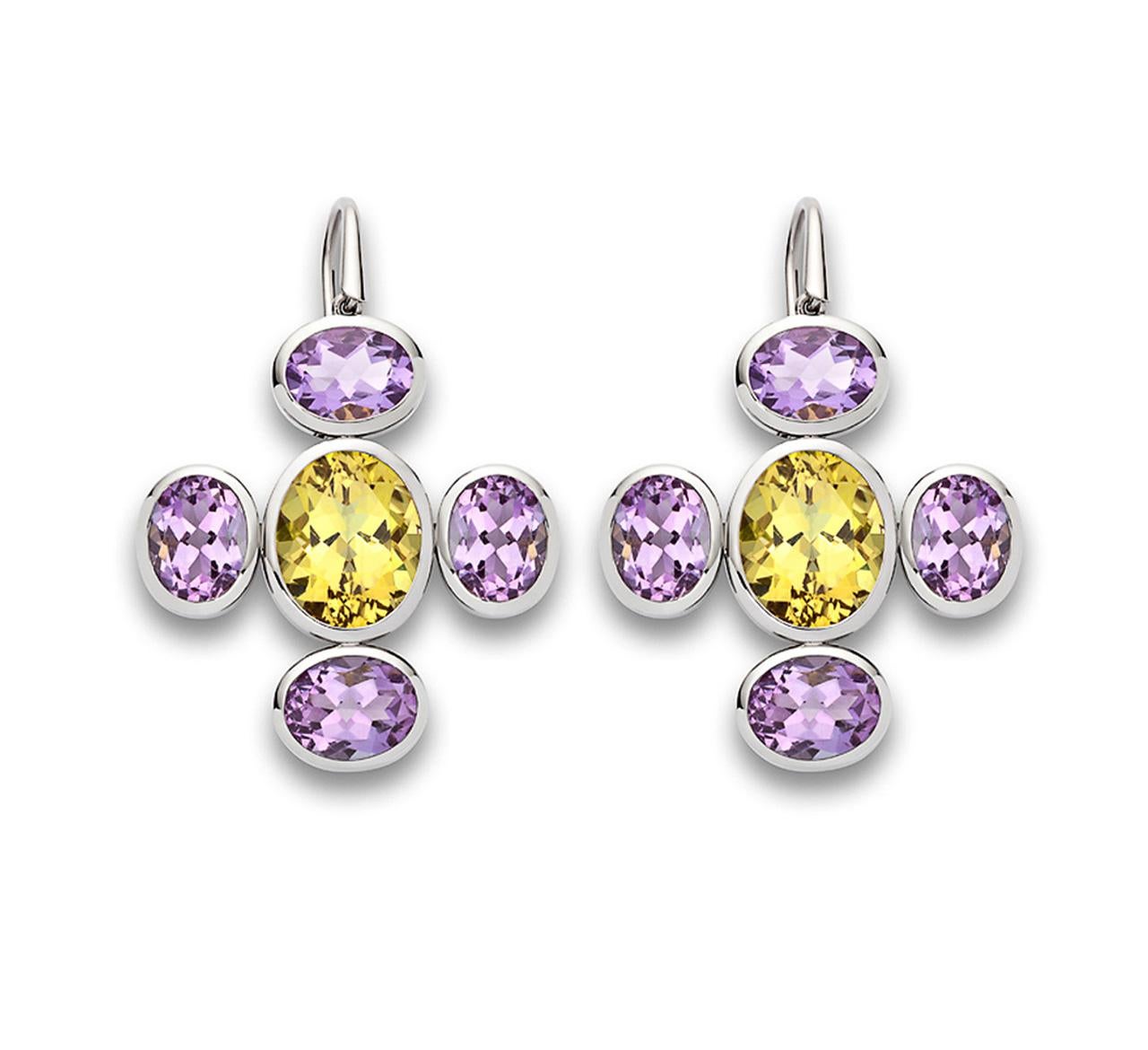 Medieval Colleen B. Rosenblat amethyst golden beryl gold earrings For Sale