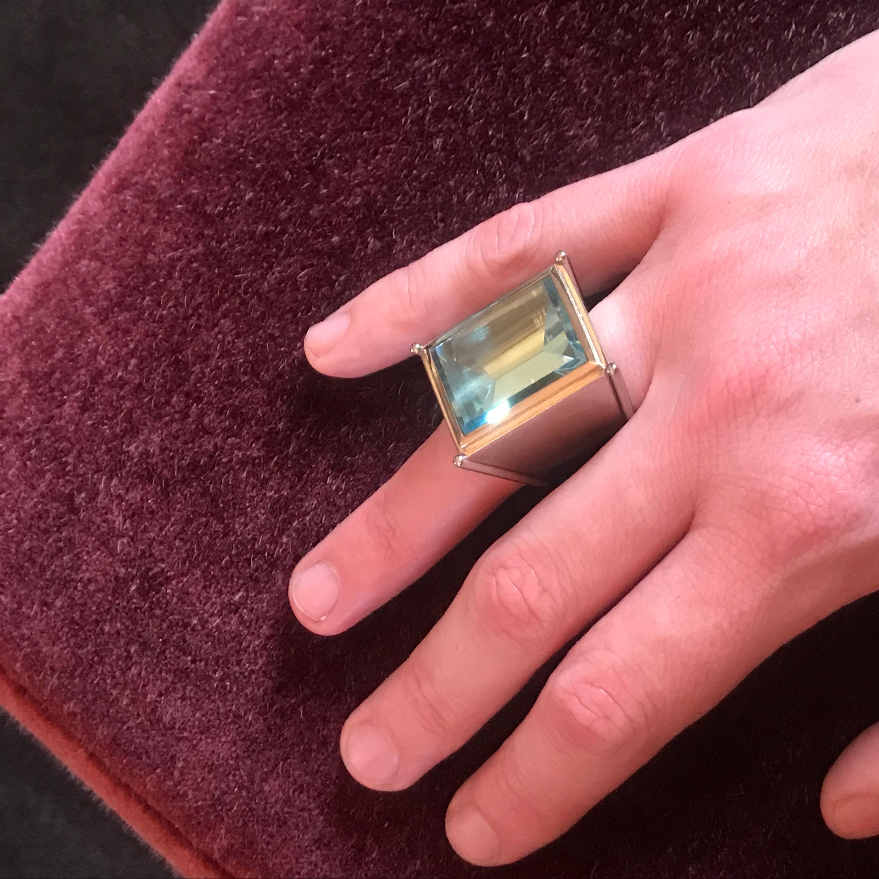 Contemporary Colleen B. Rosenblat Aquamarine Gold Ring For Sale