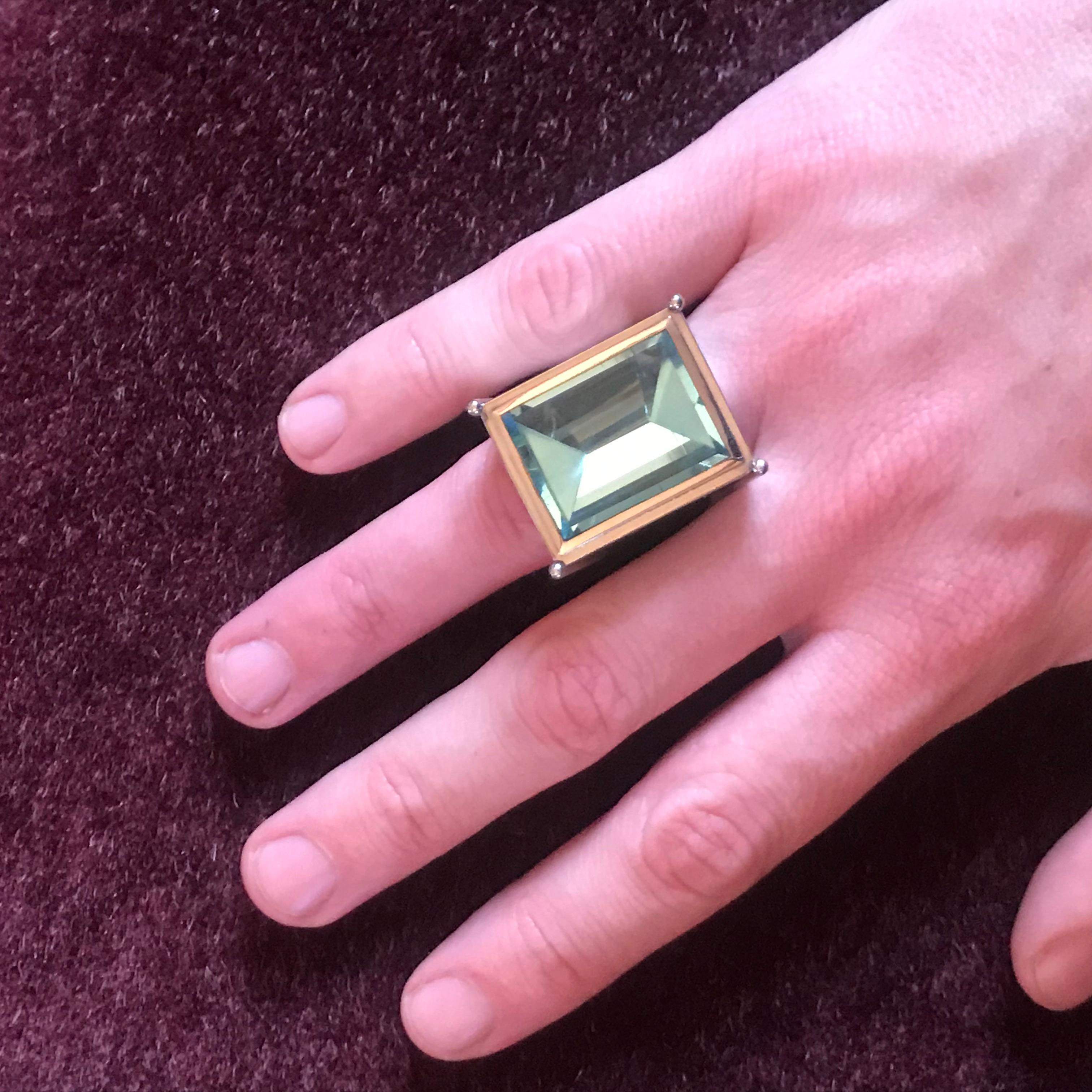 Baguette Cut Colleen B. Rosenblat Aquamarine Gold Ring For Sale