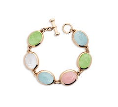 Colleen B. Rosenblat Pulsera Escarabajo de Oro Aguamarina Prehnita Cuarzo Rosa