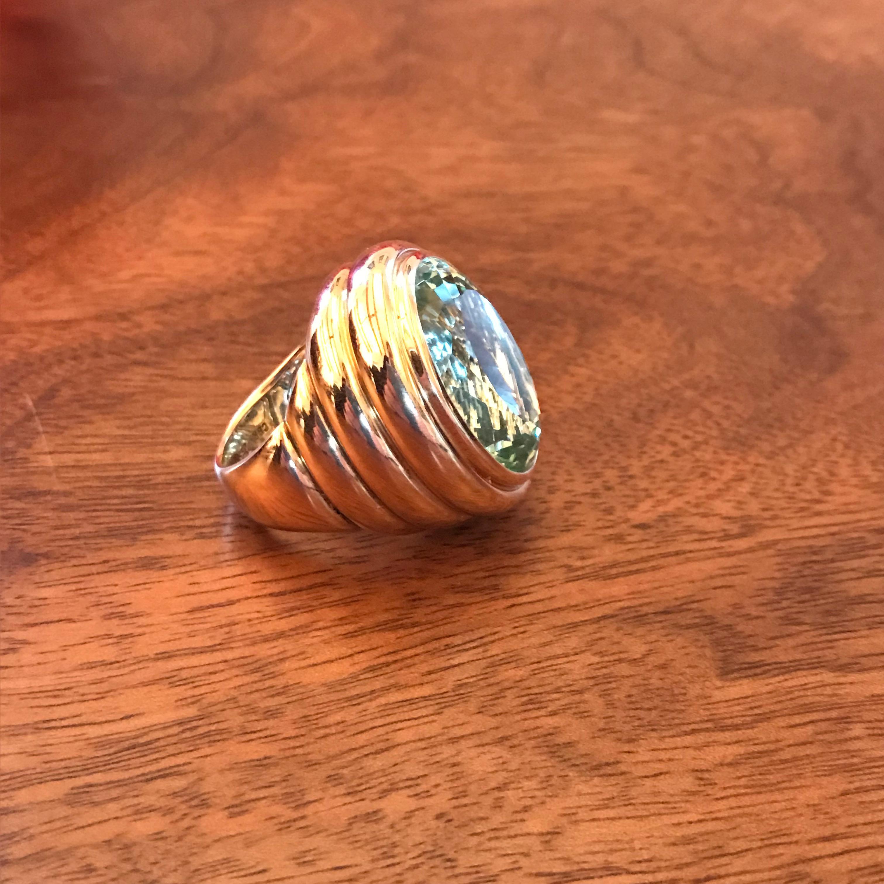 Colleen B. Rosenblat beryl gold cocktail ring In New Condition In Hamburg, DE