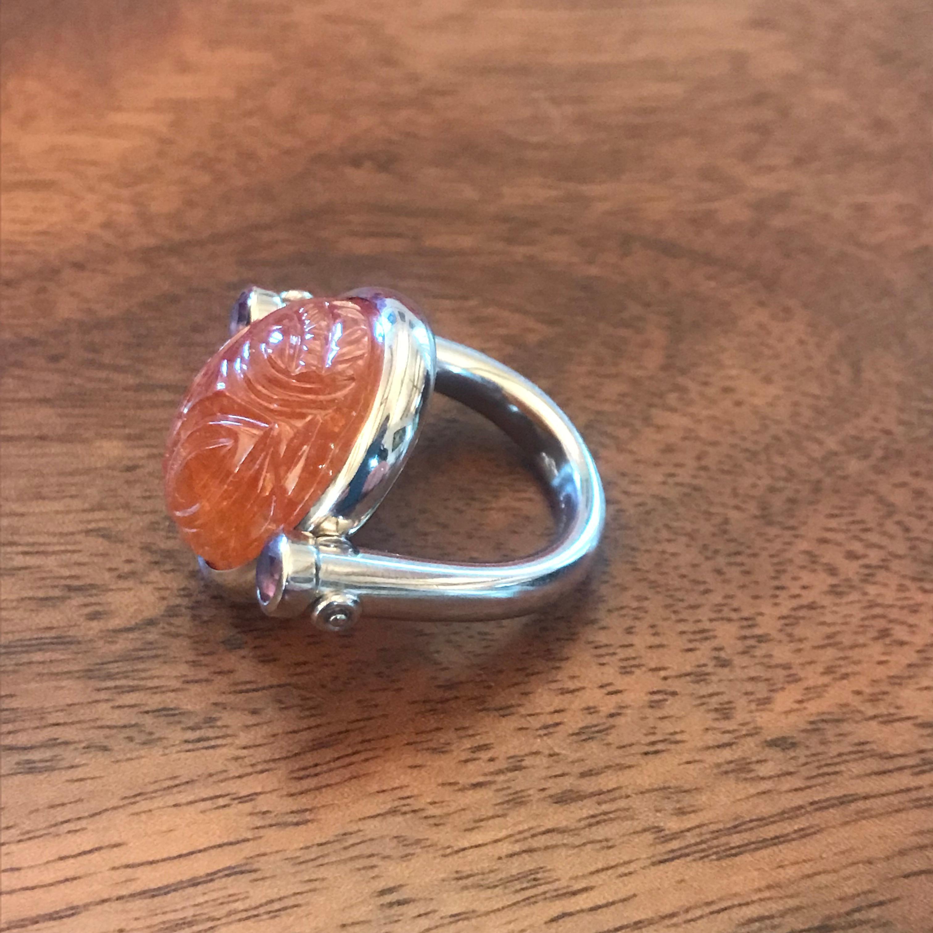Women's or Men's Colleen B. Rosenblat Mandarin Granet Amethysts Scarab Ring 
