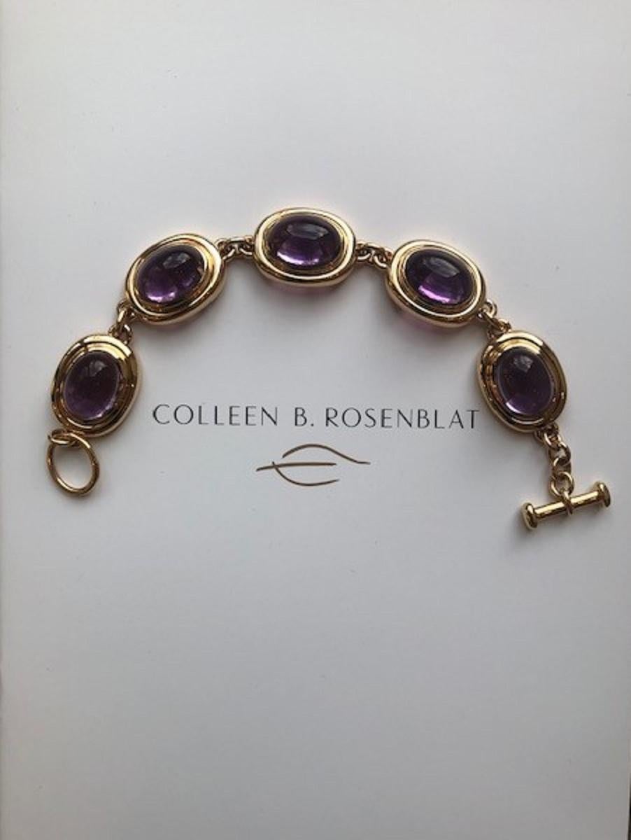 Cabochon Precious Basics Rose Gold Bracelet with Amethysts of 43.13 ct For Sale