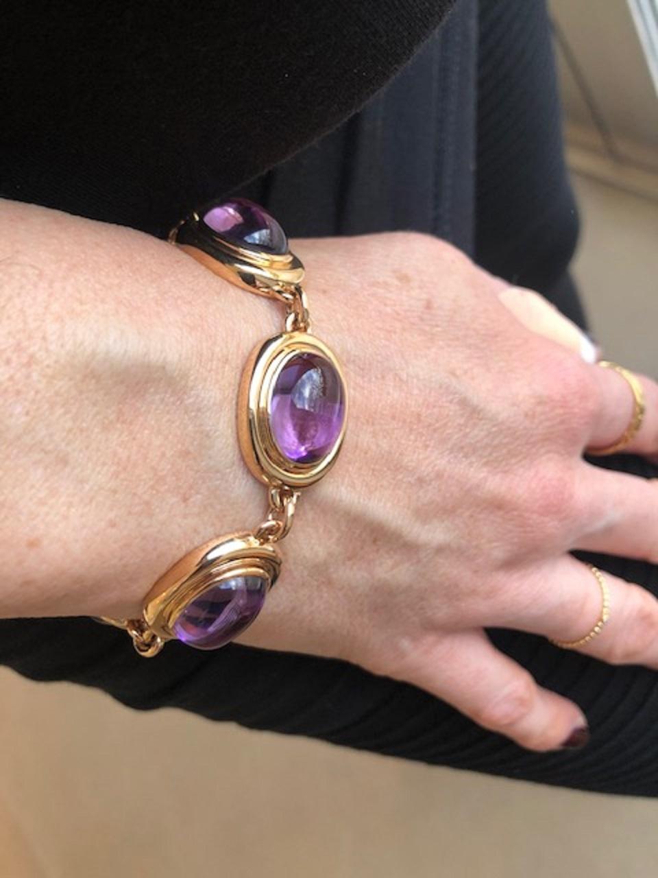 Precious Basics Rose Gold Bracelet with Amethysts of 43.13 ct In New Condition For Sale In Hamburg, DE