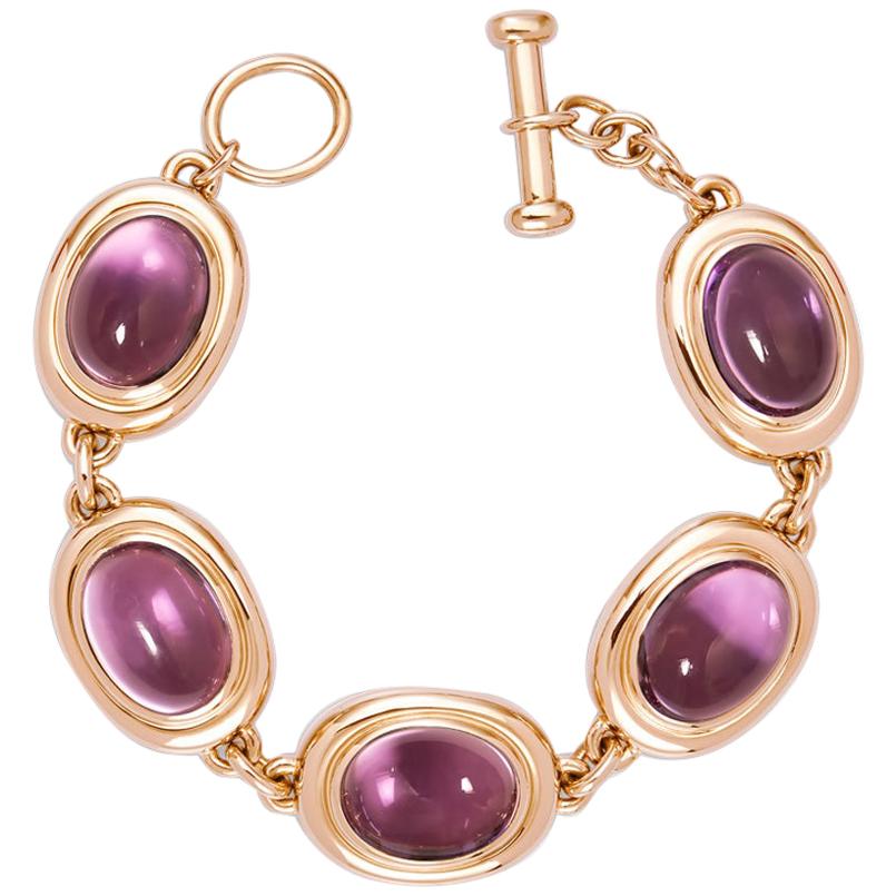 Precious Basics Rose Gold Bracelet with Amethysts of 43.13 ct For Sale