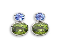 Orecchini in oro bianco con peridoto e acquamarina Colleen B. Rosenblat