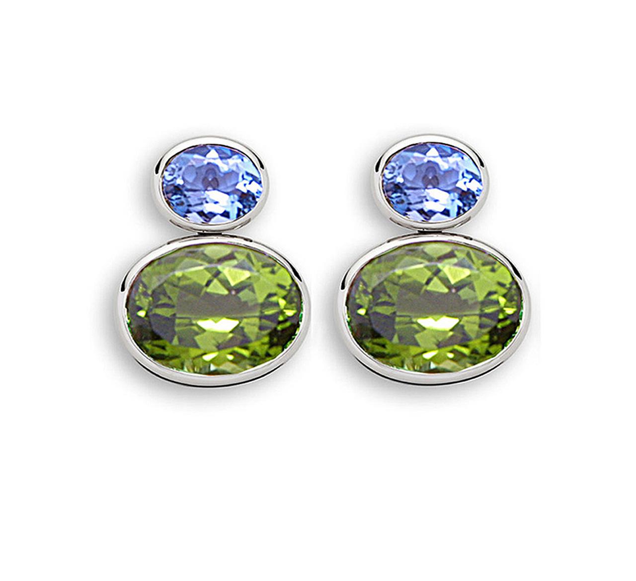 Contemporary Colleen B. Rosenblat Peridot Aquamarine White Gold Earrings For Sale