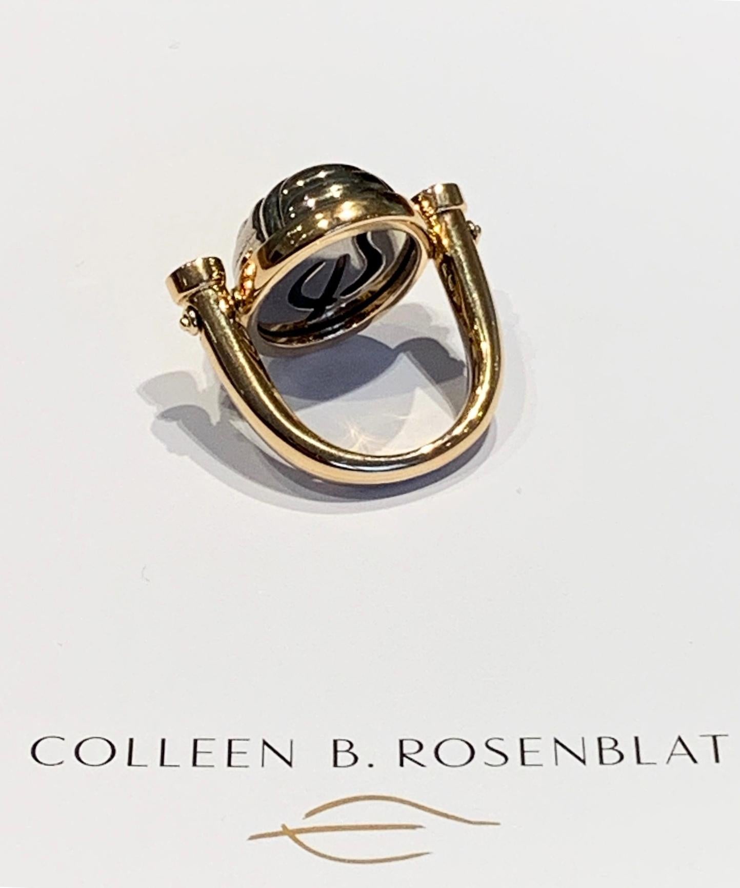 Scarab Ring in Rose and White Gold with Diamonds