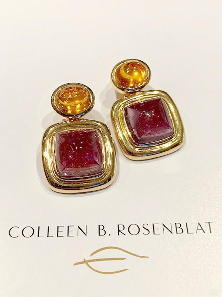 Colleen B. Rosenblat Tourmaline Mandarine Garnet Gold Earrings For Sale ...