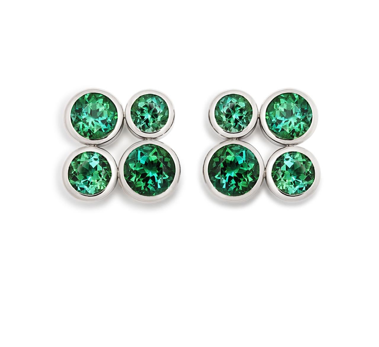 Studs in 18k white gold with 8 green Tourmalines 11,3 ct.
Designed by Colleen B. Rosenblat
