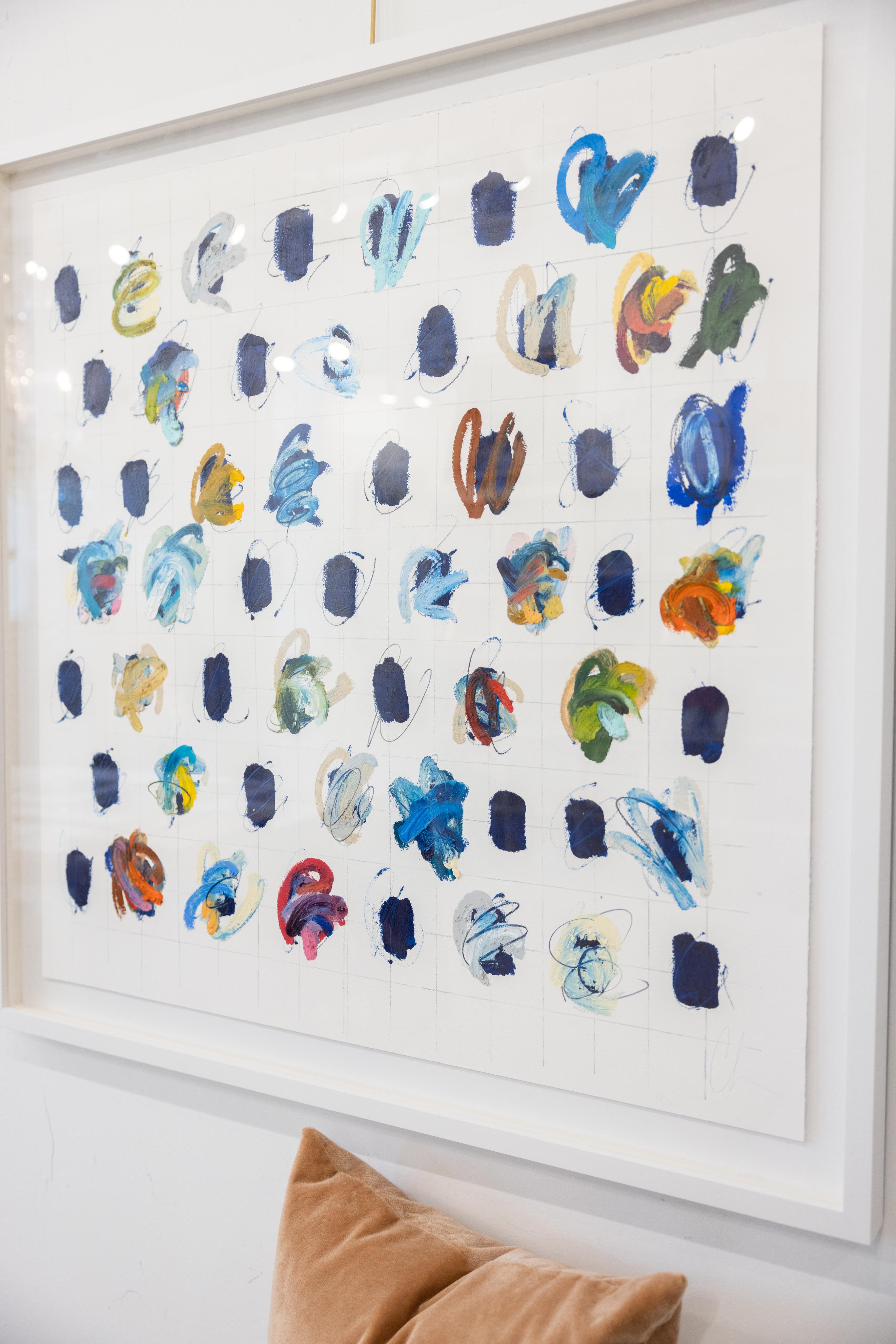 Blue Mesas by Colleen Leach, Contemporary Framed Abstract Dots on paper 2